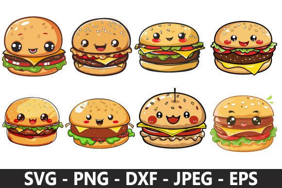 Cartoon Hamburger SVG Bundle – A Playful Graphic Design Asset for Content Creators