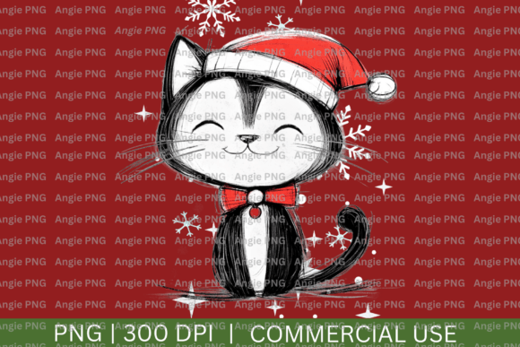 Christmas Cat PNG Clipart: A Festive Graphic for Crafts and Seasonal Design Projects