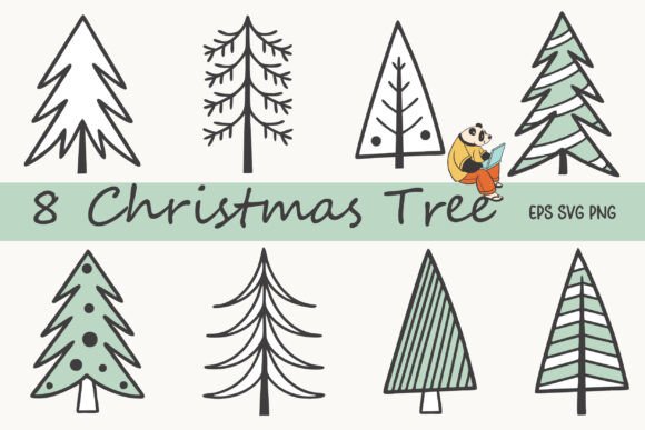 Christmas Tree Graphics Bundle for Crafts and Print Projects