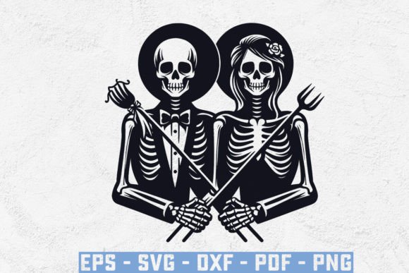 Couple Skeleton SVG Graphics for Crafts and Romantic Designs