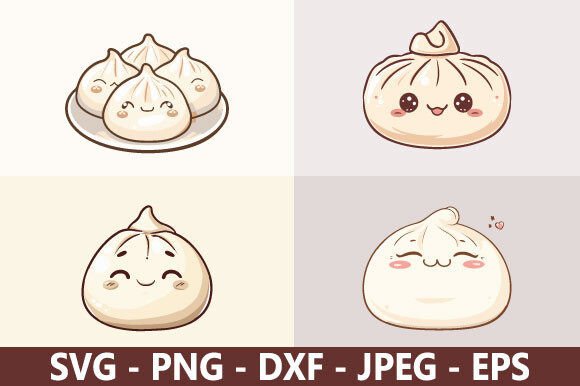 Cute Dumpling SVG Bundle: A Playful Graphic Design Asset for Content Creators