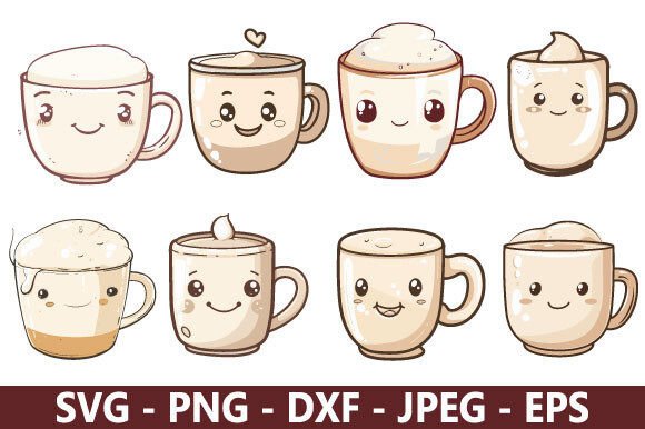 Cute Latte Mug Coffee SVG Bundle – A Versatile Graphic Design Freebie