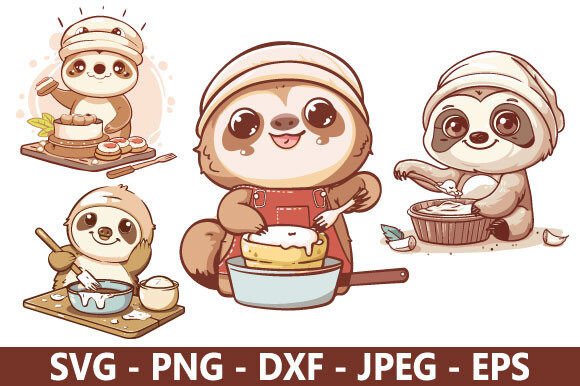 Cute Sloth Baking SVG Bundle – A Playful Graphic Design Freebie for Local Business Branding
