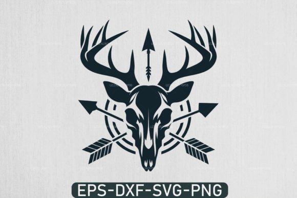 Deer Skull Bow Hunting SVG for Crafts and Graphics
