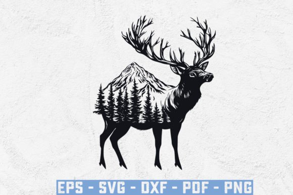 Deer with Mountain Tree SVG: A Versatile Graphic for Crafts and Merch