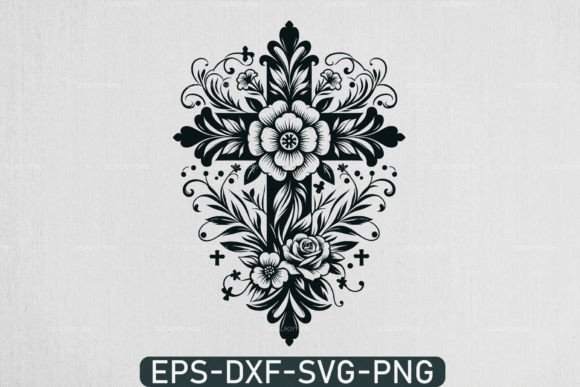 Floral Cross SVG for Crafts and Graphics: A Versatile Design Asset