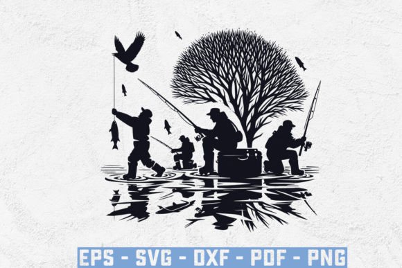 Funny Ice Fishing Silhouette SVG Files: A Playful Graphic Design Asset for Creative Content