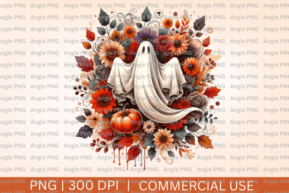 Ghost Pumpkin Fall Floral Halloween PNG: A Versatile Graphic Design Asset for Content Creators