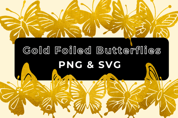 Gold Foiled Butterflies Clipart: A Design Asset for Crafts and Creative Branding