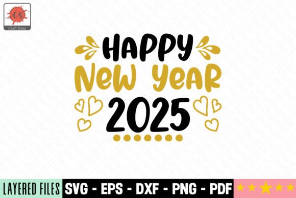 Happy New Year 2025 Craft: A Vibrant Graphic Asset for Creative Projects