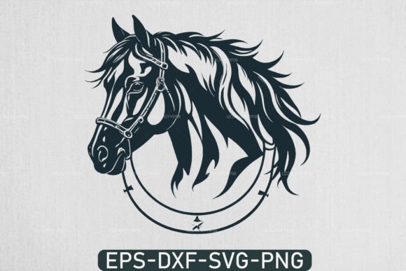 Horse Head with Horseshoe SVG Rodeo File: A Versatile Graphic for Crafts and Creative Projects