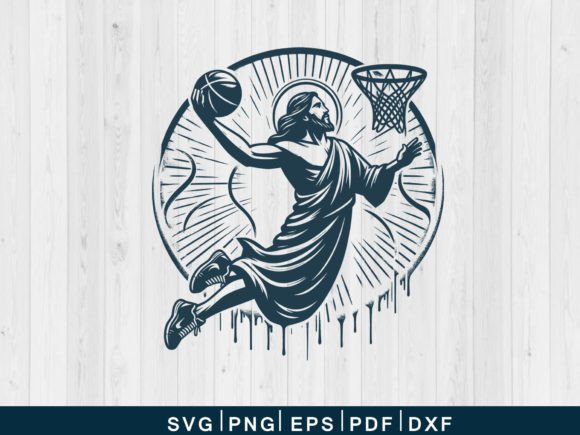 Jesus Playing Basketball SVG Design for Crafts and Graphics