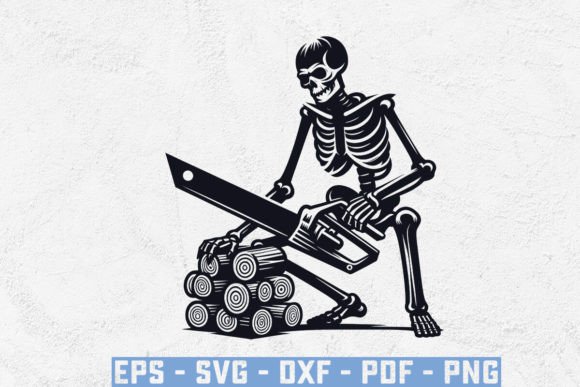 Skeleton with Wood Cutter SVG: A Bold Graphic Design Asset for Creative Websites
