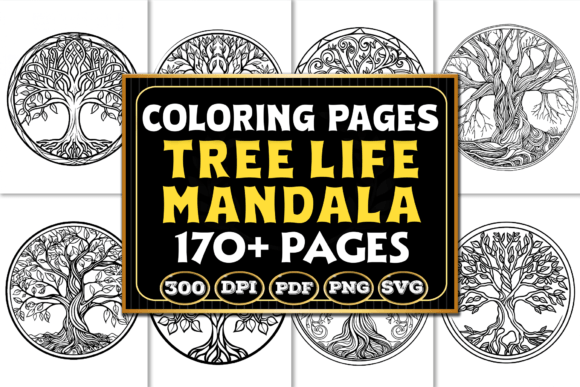 Tree Life Mandala Coloring Pages: A Graphic Design Asset for Creative Content Publishing