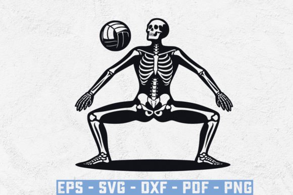 USA Flag With Skeleton Volleyball SVG for Crafts and Graphics