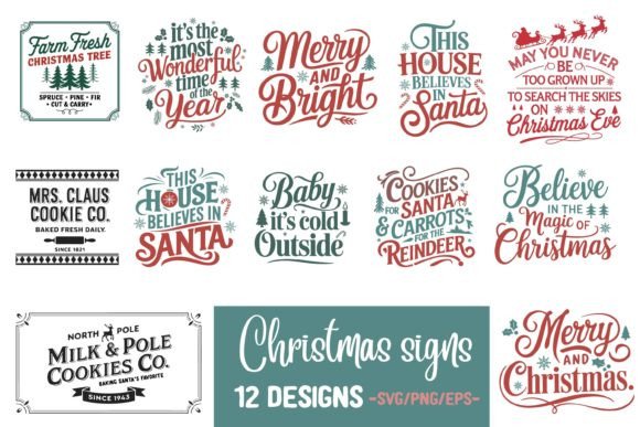 Vintage Christmas Sign Design Bundle for Crafts and Graphics Enthusiasts