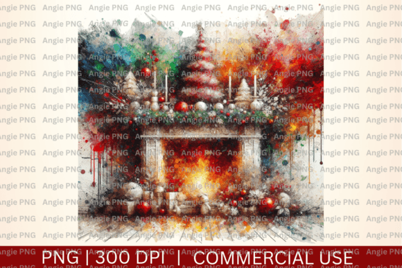 Watercolor Christmas Fireplace PNG: A Versatile Graphic Design Asset for Crafts and Branding