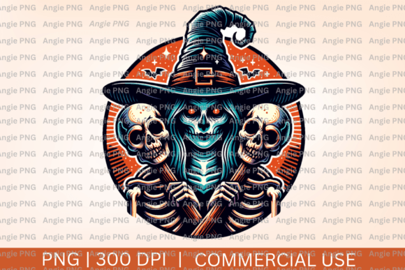 Witch and Skeletons PNG Clipart for Crafts and Graphics